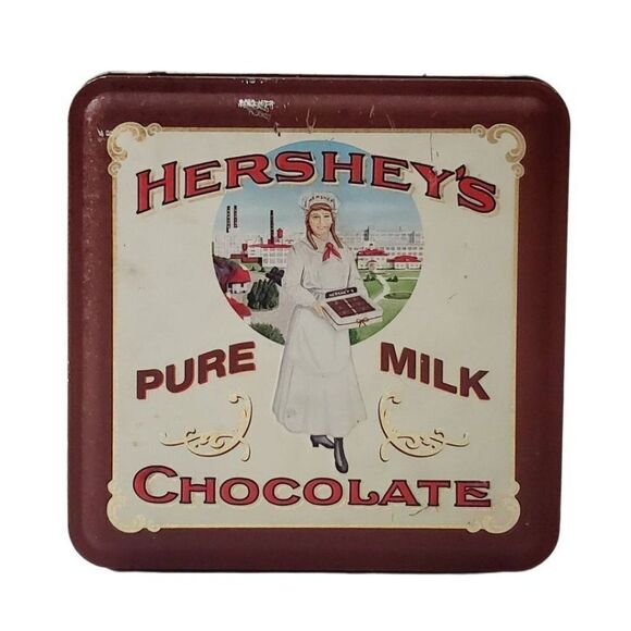Vintage 1992 Hershey’s Chocolate Tin-Metal Canister with “Hershey Girl” Design - Picture 10 of 11